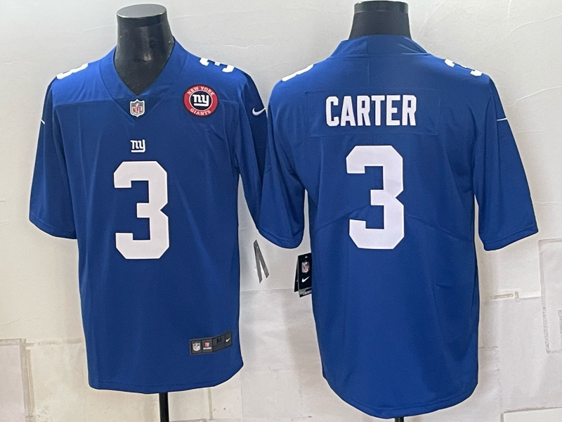 Men New York Giants #3 Carter blue Nike 2026 NFL Game Jersey 0931001